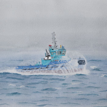 Painting titled "Heavy weather off N…" by Benoit Donne, Original Artwork, Watercolor