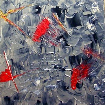 Peinture intitulée "du rouge et du béton" par Bdum, Œuvre d'art originale