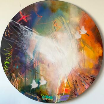 Painting titled "Flying Home No.6" by Bea Schubert, Original Artwork, Acrylic Mounted on Wood Stretcher frame
