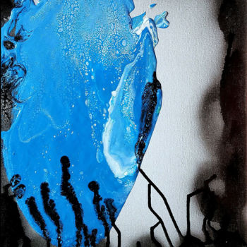 Painting titled "EVOLUTION bleu, noi…" by Beata Dautrey, Original Artwork, Acrylic