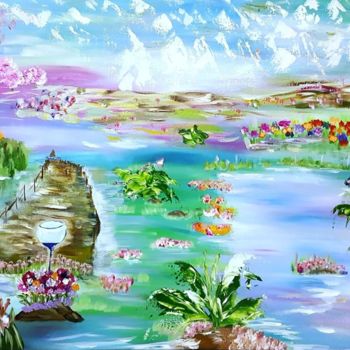 Pittura intitolato "PAYSAGE tableau acr…" da Beata Dautrey, Opera d'arte originale, Acrilico