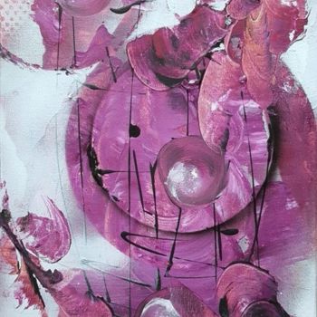 Painting titled "LA PLANETE ROSE pei…" by Beata Dautrey, Original Artwork, Acrylic