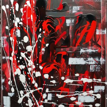 Peinture intitulée "Blanc noir rouge ab…" par Beata Dautrey, Œuvre d'art originale, Acrylique