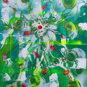 Painting titled "GREEN art moderne a…" by Beata Dautrey, Original Artwork, Acrylic