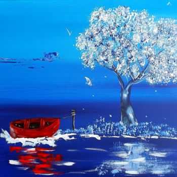 Schilderij getiteld "bateau-rouge.jpg" door Beata Dautrey, Origineel Kunstwerk, Acryl