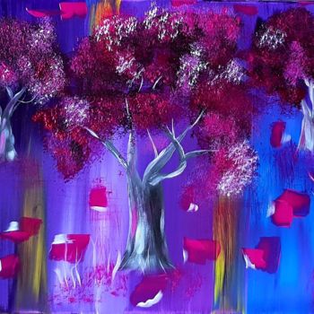 Painting titled "ARBRES art acryliqu…" by Beata Dautrey, Original Artwork, Acrylic