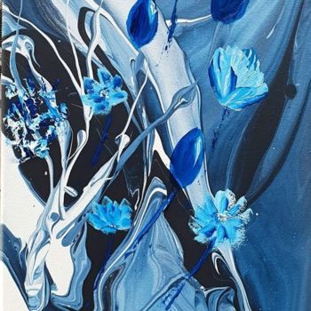 Painting titled "BLUE art abstrait D…" by Beata Dautrey, Original Artwork, Acrylic