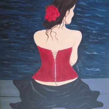 Painting titled "Femme au bord de l'…" by Beam, Original Artwork