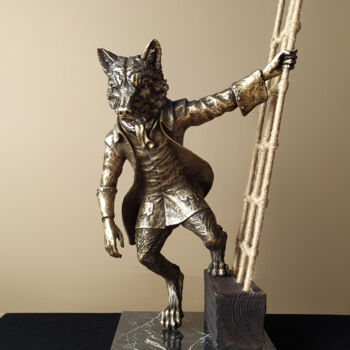 「морской волк」というタイトルの彫刻 Евгений Комзевによって, オリジナルのアートワーク, ブロンズ ストーンにマウント