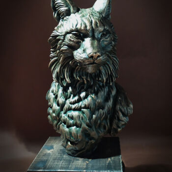 雕塑 标题为“скульптура  рысь” 由Евгений Комзев, 原创艺术品, 石膏 安装在木板上