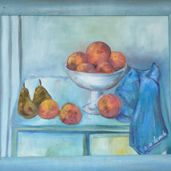 Painting titled "coupe de fruits au…" by B De Lavaulx, Original Artwork, Oil