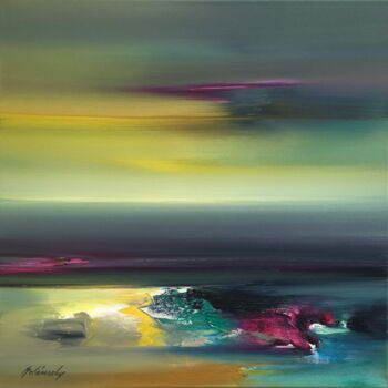 Painting titled "A brand new day" by Beata Belanszky-Demko, Original Artwork, Oil Mounted on Wood Stretcher frame