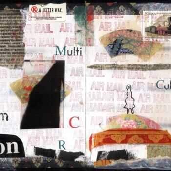 Collagen mit dem Titel "Book 25, Multi-culti" von Beata Wehr, Original-Kunstwerk