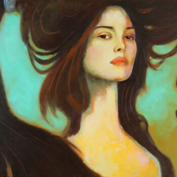 Malerei mit dem Titel "Portrait" von Beata Wrzesinska, Original-Kunstwerk, Öl