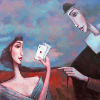 Peinture intitulée "Fortune-teller" par Beata Wrzesinska, Œuvre d'art originale, Huile