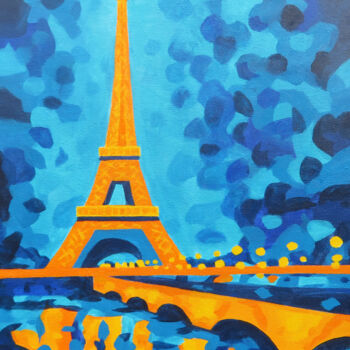Painting titled "Reflections of Paris" by Beate Blume, Original Artwork, Acrylic Mounted on Wood Stretcher frame