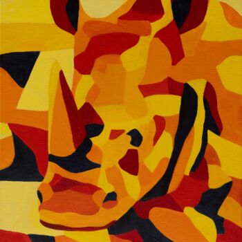 Картина под названием "African Heat" - Beate Blume, Подлинное произведение искусства, Акрил Установлен на Деревянная рама дл…