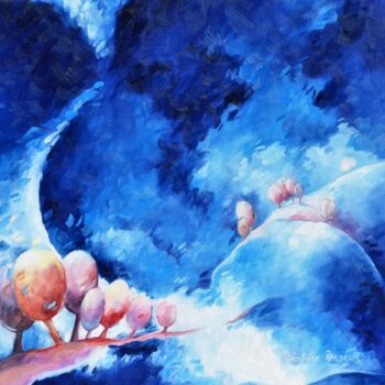 Pintura titulada "Chemin de Lune" por Béatrice Bedeur, Obra de arte original, Oleo