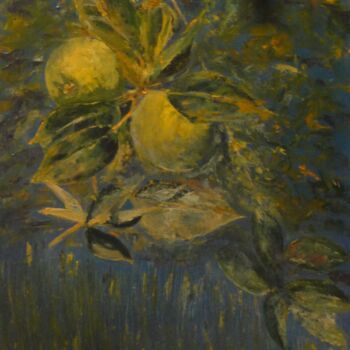Pintura titulada "Pommes or" por Béatrice Berchon, Obra de arte original, Oleo Montado en Bastidor de camilla de madera