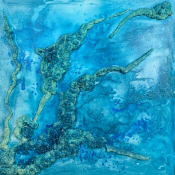 Painting titled "Corail bleu" by Béatrice Couvret, Original Artwork, Acrylic Mounted on Wood Stretcher frame