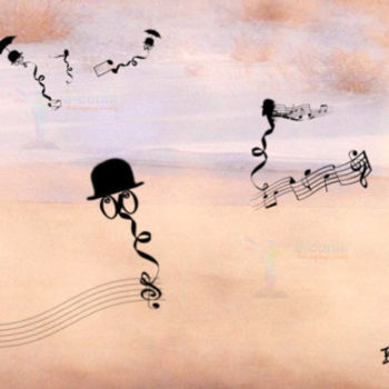 Digitale Kunst getiteld "Erik Satie L'Om note" door Béatrice Véronique Douda, Origineel Kunstwerk, Digitaal Schilderwerk Gem…