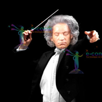 Digitale Kunst mit dem Titel "Beethoven dirige Be…" von Béatrice Véronique Douda, Original-Kunstwerk, Digitale Malerei Auf K…