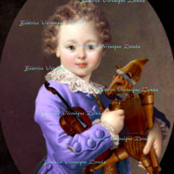 Digitale Kunst mit dem Titel "« Mozart et le Jouj…" von Béatrice Véronique Douda, Original-Kunstwerk, Digitale Malerei