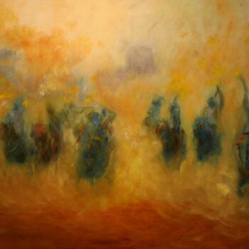 Peinture intitulée "feux et poussière" par Béatrice Farge, Œuvre d'art originale, Huile