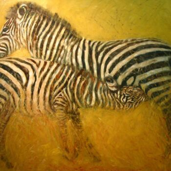 Painting titled "zebre" by Béatrice Farge, Original Artwork, Oil