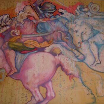 Pittura intitolato "Battle of ghosts in…" da Beatrice Feo Filangeri, Opera d'arte originale, Olio