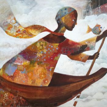 Pintura intitulada "le poisson" por Béatrice Frat, Obras de arte originais, Acrílico