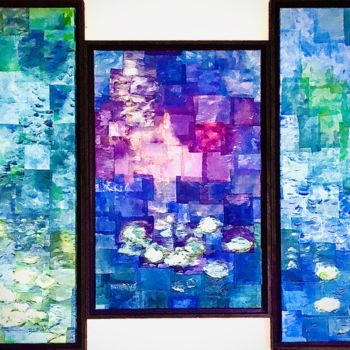 Textile Art titled "TRILOGIE" by Béatrice Marty, Original Artwork, Patchwork Mounted on Other rigid panel