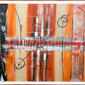 Painting titled "Orange Méchanique" by Twiggy, Original Artwork, Acrylic Mounted on Wood Stretcher frame