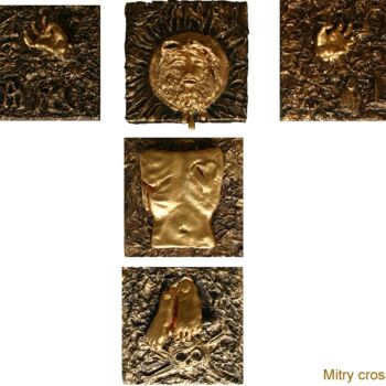 Escultura intitulada "MITRY CROSS, HOSTIE…" por Béatrice Mitry, Obras de arte originais, Argila do polímero