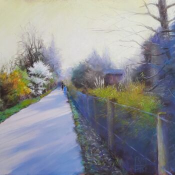 Malerei mit dem Titel "Spring morning walk" von Béatrice Mitry, Original-Kunstwerk, Pastell