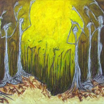 Peinture intitulée "la forêt pétrifiée" par Béatrice Pillard, Œuvre d'art originale, Huile