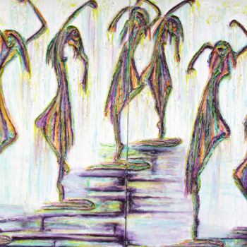Peinture intitulée "Danser sous la plui…" par Béatrice Pillard, Œuvre d'art originale, Huile
