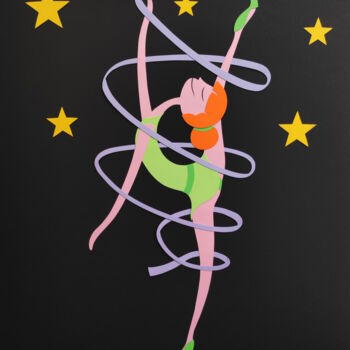 Collagen mit dem Titel "Lia, l’athlète aéri…" von Beatrice Sartori, Original-Kunstwerk, Collagen
