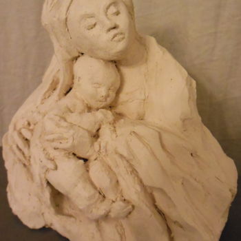 Sculpture intitulée "La mère et l'enfant…" par Bhyest, Œuvre d'art originale, Terre cuite