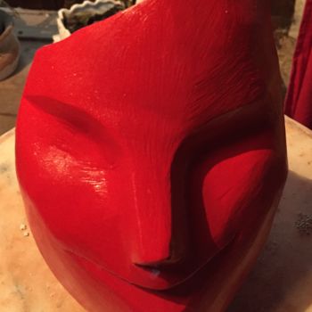 Escultura titulada "Mask rouge" por Terredediane, Obra de arte original, Arcilla