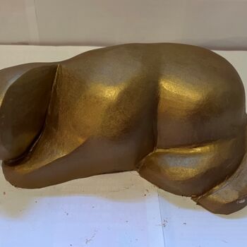 Sculpture titled "Chatd’or" by Terredediane, Original Artwork, Clay