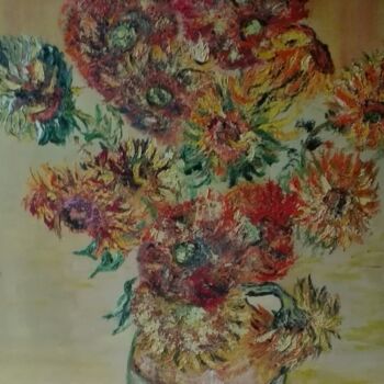Peinture intitulée "les tournesols" par Beatrice Auriol Besombes, Œuvre d'art originale, Huile