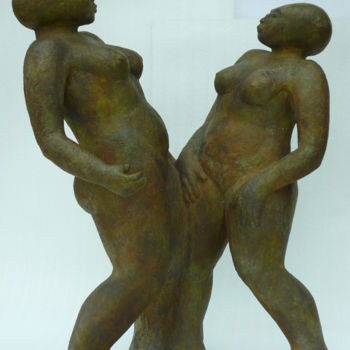 Sculpture titled "Bavardage" by Béatrice De Greef, Original Artwork, Bronze