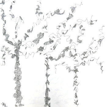 Рисунок под названием "gribouillages 4" - Béatrice Hadjopoulos, Подлинное произведение искусства, Пигменты
