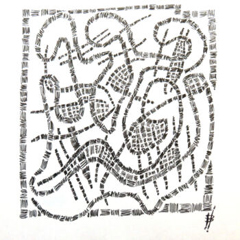 Dessin intitulée "Gribouillages 9" par Béatrice Hadjopoulos, Œuvre d'art originale, Pigments Monté sur Plexiglas