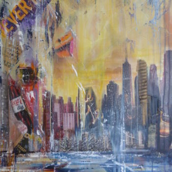 Painting titled "New-York"down-town"" by Bea Rialland, Original Artwork, Acrylic