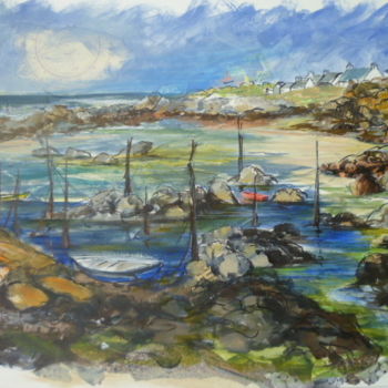 Pintura titulada "le petit port de Ma…" por Bea Rialland, Obra de arte original, Acrílico