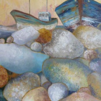 Pintura titulada "les bateaux du gran…" por Bea Rialland, Obra de arte original, Oleo