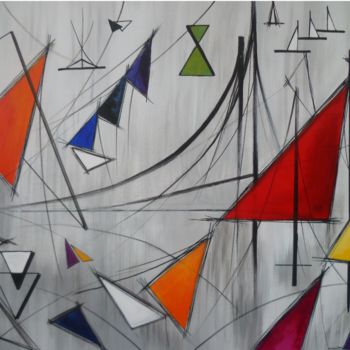 Pintura titulada "les-triangles" por Bea Rialland, Obra de arte original, Acrílico
