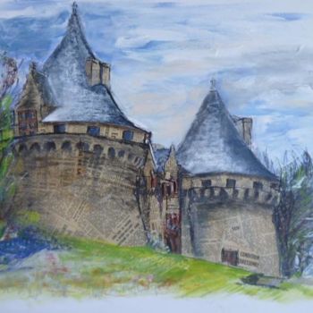 Malerei mit dem Titel "le château de Ponti…" von Bea Rialland, Original-Kunstwerk, Acryl